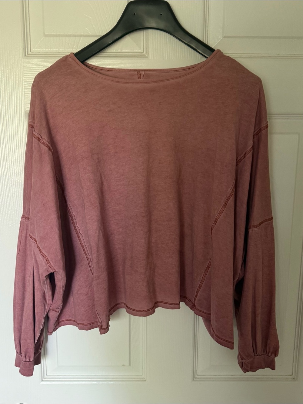 Mustard Seed Washed Mauve Boxy Long Sleeve Top 100% cotton